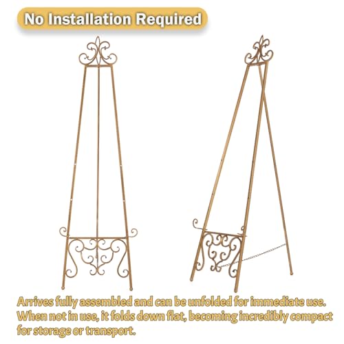 Gold Easel Stand for Sign, Heavy Duty Adjustable Metal Display Easel