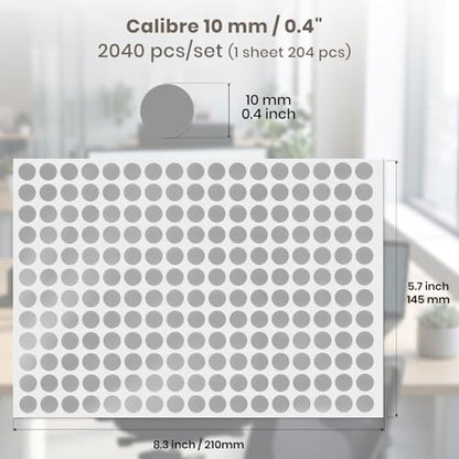 2040 Pcs Dot Stickers 0.4" Color Coding Labels, Grey - color: Grey
