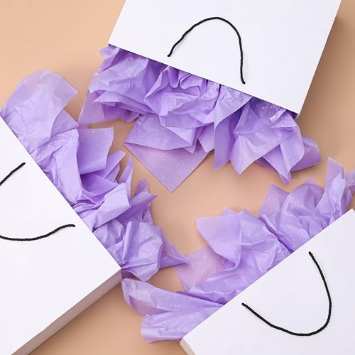 SUNCOLOR 36 Sheets Sparkly Purple Tissue Paper for Gift Bags, 20 x 20 inch Wrapping Paper for Gifts, Crafts, Bags, Packaging - color: Purple