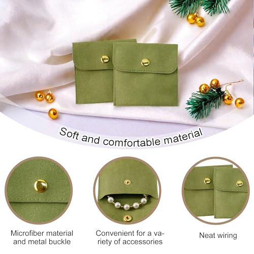 40pcs Green Microfiber Jewelry Pouch Button Bag 8 x 8cm, Jewelry Packaging Bag Luxury Small Favor Bags Jewelry Gift Bags for Earrings Necklaces Bracelet Ring - color: green