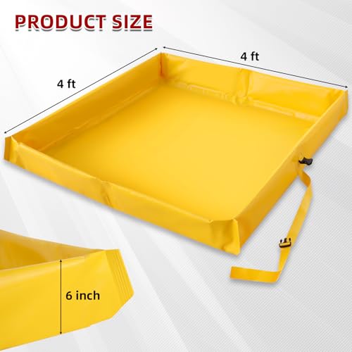 ATOLS Folding Duck Pond 4' x 4' x 6", Portable Spill Containment Tray, Berm, Dog Pool & Plastic Pond Tub for Outdoor Use (2 Pack)
