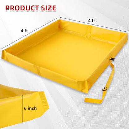 ATOLS Folding Duck Pond 4' x 4' x 6", Portable Spill Containment Tray, Berm, Dog Pool & Plastic Pond Tub for Outdoor Use (2 Pack)