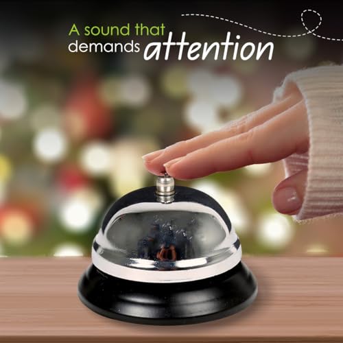 Desk Tech Classic Chrome Desk Bell, Chrome Silver Finish with Black Plastic Base, Perfect for Reception, Office, Classroom, Restaurant Waiting Area, and Service Counter, 3.5" D x 3" H