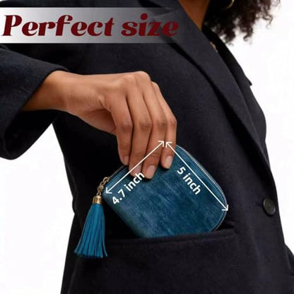 Small Travel Jewelry Pocket Case with Zipper for Women - color: Gem blue