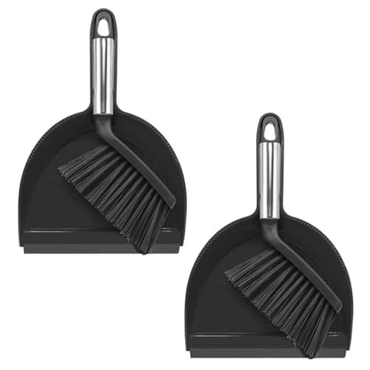 NACENA Mini Broom and Dustpan Set, 2 Packs, Black - color: Black, size: 2 Pack