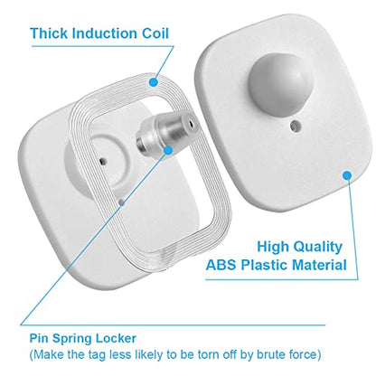 250Pcs 8.2Mhz RF Security Clothing Tags White Retails EAS Clothes Tag with 250 Pins and 100 Lanyards - style: 250 White Tags + 100 Lanyards