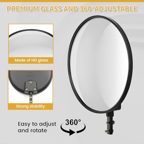 12” Acrylic Convex Mirror, Adjustable Wide Angle View Curved Security Mirro for The Garage Blind Spot, Store Safety