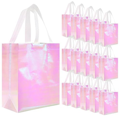Eccliy 80 Pcs Reusable Gift Bags, Medium, Holographic Pink - color: Holographic Pink, size: Medium