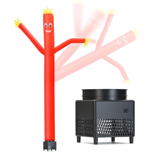 6ft Red Inflatable Waving Tube Man with Blower - color: Red