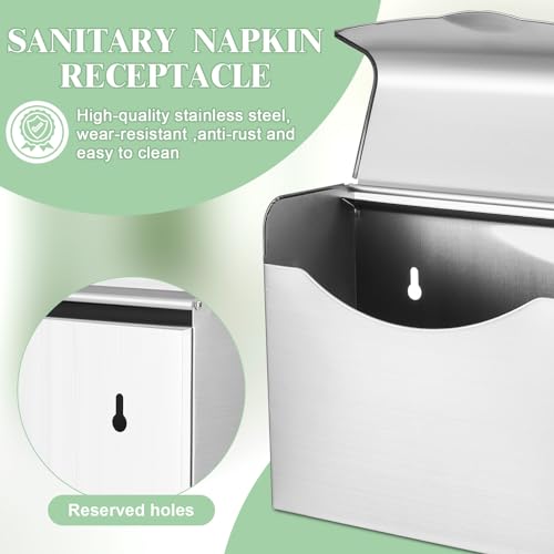 Tioncy 2 Pcs Sanitary Napkin Disposal Receptacle, Tampon Holder, Silver - color: Silver