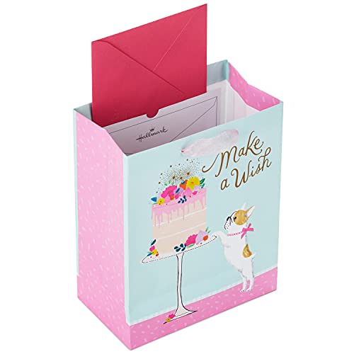 Hallmark 9" Medium Birthday Gift Bag with Tissue Paper (Make a Wish Cake and Pug Puppy) (Pack of 2) - size: 1 count (Pack of 2), style: Dog with Cake