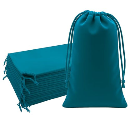 Mandala Crafts 8x17 Teal Velvet Drawstring Bags for Shoe Dusting Bags - color: Teal 8X17 Inches, size: 1 Count (Pack of 10)