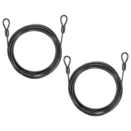 PATIKIL Security Cable Lock (3/16" Dia 11.5ft 132lb Load Capacity, Black) (2 Pcs) Vinyl Coated Stainless Steel Double Loops Flexible Wire Rope Safety Cable Luggage Lock Suit for - Outdoor - color: Black, size: 11.5 ft x 3/16", 132lb load