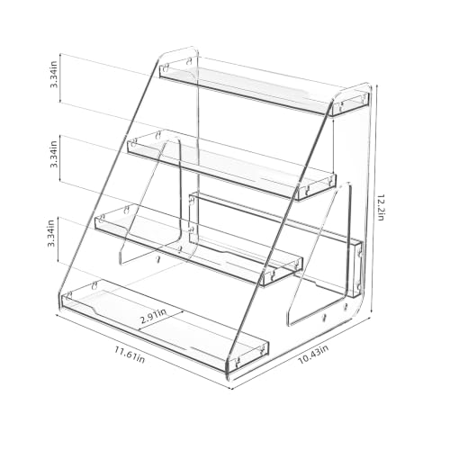 JOYZAN Clear Riser Display Stands 4 Tier Display Shelf Tiered Display Rack - size: 4 Tier-1 pack