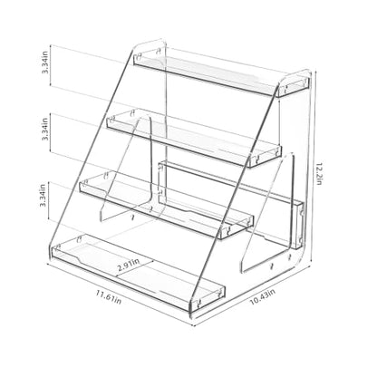 JOYZAN Clear Riser Display Stands 4 Tier Display Shelf Tiered Display Rack - size: 4 Tier-1 pack