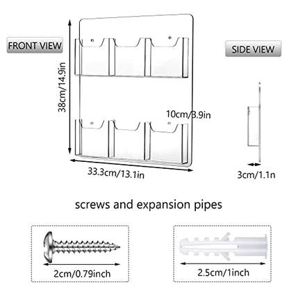 Eersida Acrylic Brochure Pamphlet Holder Brochure Display Stand, 6 Pockets - style: 6 Pockets