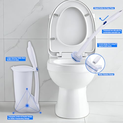 Disposable Toilet Brush and Holder Set, 50pcs Thick Refills for Clorox Wand
