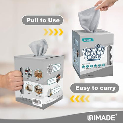 UNIMADE Microfiber Cleaning Cloth, 100 Sheets Microfiber Towels for Cars - color: Grey