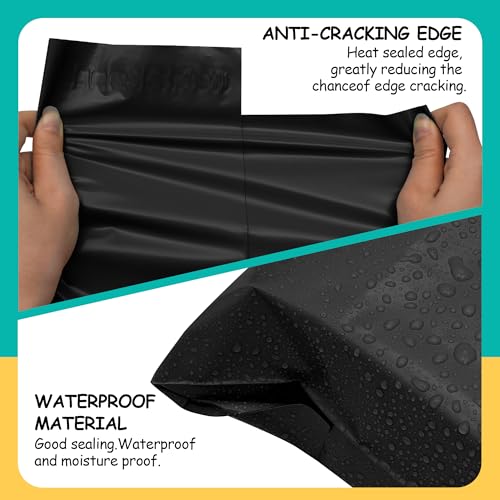 Poly Mailers 10 x 13 Inch, 100 Count, Black 2.4 Mil Self-Seal Bags - color: Black, size: 10x13 Inch 100 Pcs