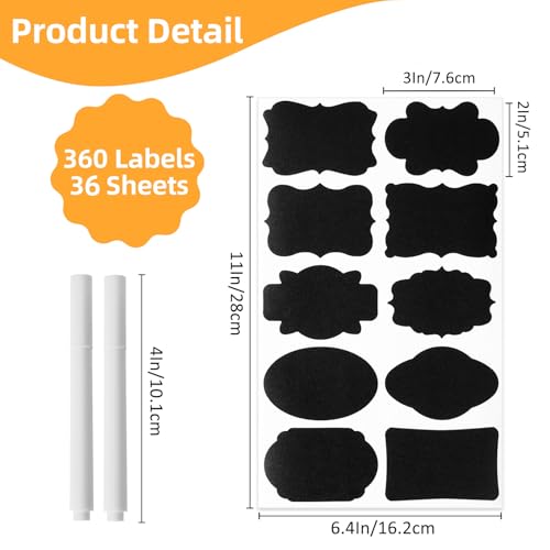 Homrelaxy 360 Pcs Chalkboard Labels Stickers for Glass Jars, 3"x 2" - size: 3"x2"