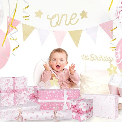 Larcenciel Tissue Paper, 50 Sheets Elephant Pink Tissue Paper for Gift Bags Gift Wrapping, Cute Baby Girl Design Art Gift Wrap for Baby Shower, Birthday, Anniversary, Craft, 19.7x13.8inch - color: pink