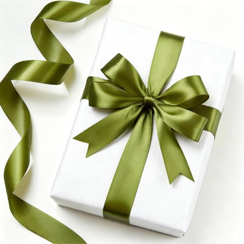Olive Green Satin Ribbon 1 Inch x 100 Yards - color: Olive Green