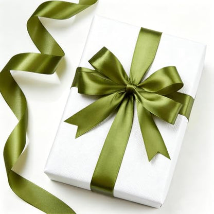 Olive Green Satin Ribbon 1 Inch x 100 Yards - color: Olive Green