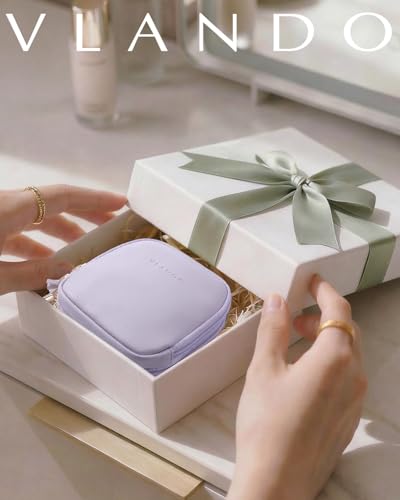 VLANDO 2-Layer Jewelry Organizer for Travel,Rings,Earrings,Necklaces - color: Mist Purple