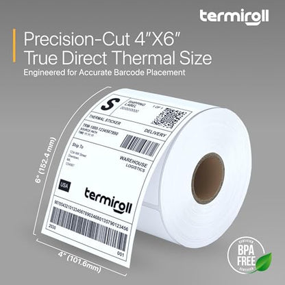 4x6 Thermal Shipping Labels Roll, 350 Precision Cut - size: 4x6 - 1 Roll | 350 Labels