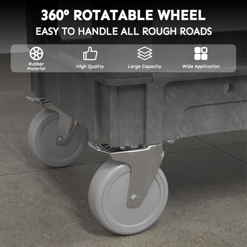 Plastic Utility Cart on Wheels, 40 x 17 Inch Rolling Service Cart-Gray - color: Gray, size: 40 x 17 Inch