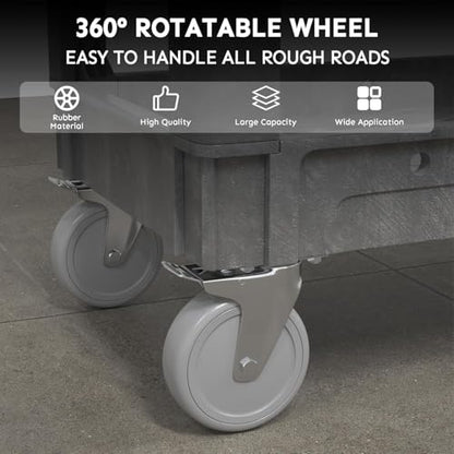Plastic Utility Cart on Wheels, 40 x 17 Inch Rolling Service Cart-Gray - color: Gray, size: 40 x 17 Inch