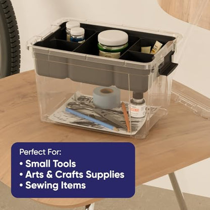 Superio Mini Storage Container Organizing Bin with Removable Tray Deep Plastic Tools, Sewing, Crafts Box, 2.5 Qt. - size: X Mini 2.4 Qt. X Deep