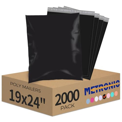 Metronic Poly Mailers 19x24 2000PC Shipping Bags for Clothes Small Business - color: Black, size: 19x24 2000PC