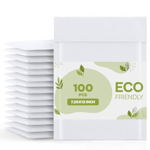 White Kraft Bubble Mailer, 7.25 x 12 Inch, 100 Pack, Padded Shipping Envelope Mailers, Self Seal and Peel Strip - color: White, size: 7.25 x 12 Inch
