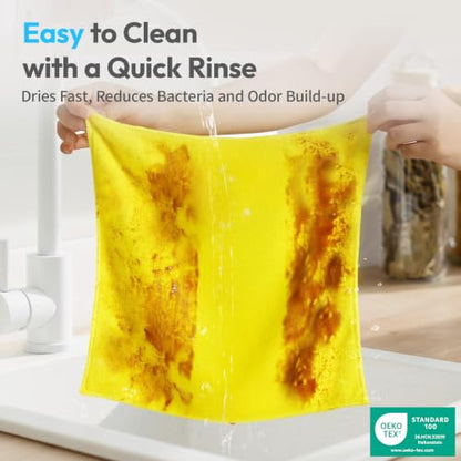 Microfiber Cleaning Cloth 12 Pack, 12 x 12 Inch Yellow - color: Yellow