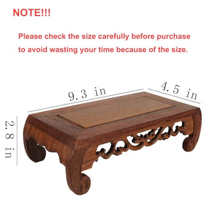 Oriental Furniture Display Stand Wooden Rosewood Carved Base - size: 9.3x4.5x2.8 in