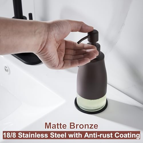 Gaussra Matte Brown Soap Dispenser with Coaster & Stickers - 11 OZ / 320 ML - color: Matte Brown