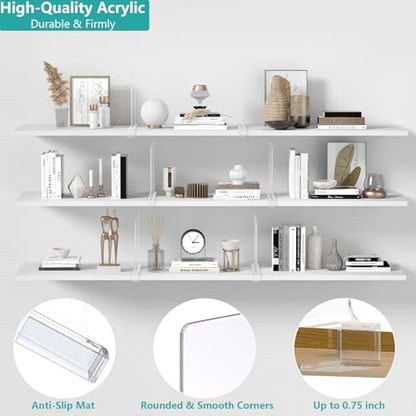 6 PCS Shelf Dividers for Closet Organization Acrylic Clear Closet Shelf Divider for Wooden Shelving Suitable for Wooden or Vertical Shelves Or Bedroom, Kitchen and Office.. (Pack of 2) - size: 6 pcs (Pack of 2)