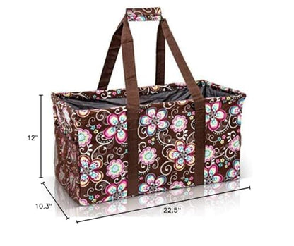 Extra Large Utility Tote Bag - Oversized Collapsible Beach Bag - Brown Daisy - color: Brown Daisy