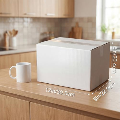 CRUGLA 12x9x8 Shipping Boxes 15 Pack, White Corrugated Cardboard Boxes with Side-Lock and Pre-Applied Double-Sided Tape, Easy Assemble Packing Mailer Boxes for Small Business Shipping - size: 12x9x8 Inch 15 Pack