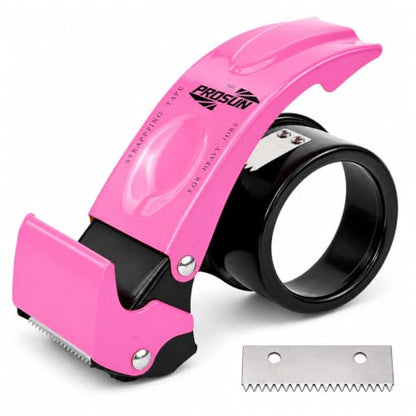 2 Inch Packing Tape Dispenser with Safety Blade Cover, Pink