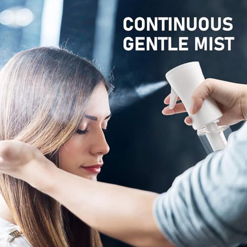 Continuous Spray Bottle for Hair, Refillable Gentle Mister (2 Pack, 10 Oz) - style: White & Black, 10 OZ