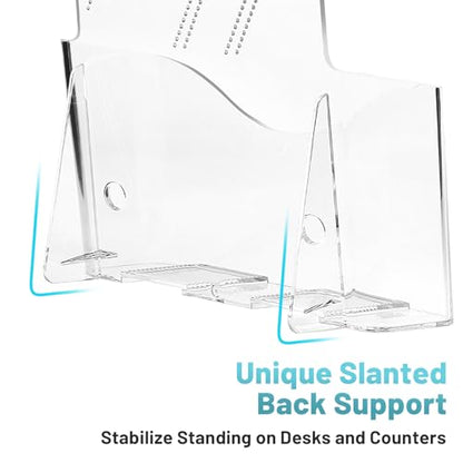 2-Pack Clear Acrylic 6 x 9 Bifold Brochure Holders, Wall or Countertop Use - size: 6 x 9 Inch