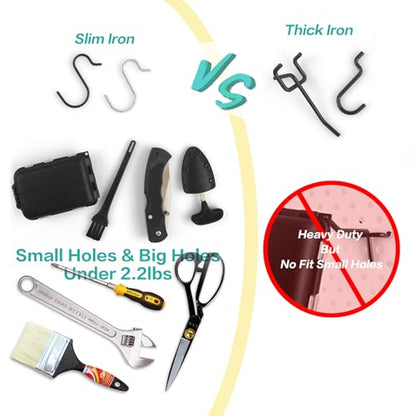 Small Pegboard J Hooks - 80pcs Metal Peg Board S Hangers for Tiny Holes - color: Silver