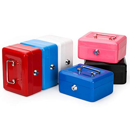 Cash Box with Money Tray, Parrency Small Money Box with Key Lock, 6" x 4 4/5" x 3", Black - color: Black, size: Small（5.9")
