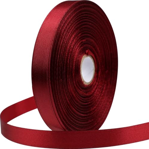 1/2 Inch Burgundy Satin Ribbon 50 Yards Single Face Polyester - color: Burgundy, size: 1/2 inch