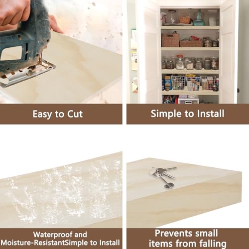 5 Pcs Wooden Shelf Covers 24 x 12 Inch,Wire Rack Covers for Pantry Wood Shelf Liners-0.2 inch Thick,Removable Wood Shelves Covering Weight Pantry Shelf Cover for Closet Kitchen Pantry Bathroom