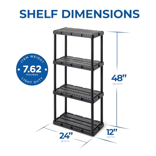 Gracious Living Knect-A-Shelf 4 Shelf Light Duty Storage Rack, Black - color: 4 Shelf - Black, size: 1 Pack
