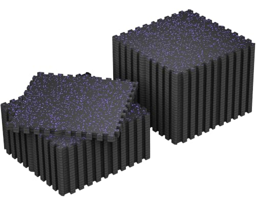 SUPERJARE 0.79'' Extra-Thick 48 Pcs 192 Sq Ft Exercise Equipment Mats - color: Black/Purple, size: 48 Tiles (192 Sq Ft)