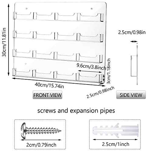 Hillban Acrylic Business Card Holder Wall Mount Office, 16 Pockets - size: 16 Pockets